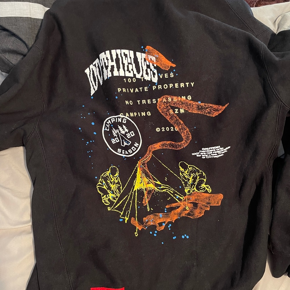 100 thieves no camping black hoodie 2xl worn once